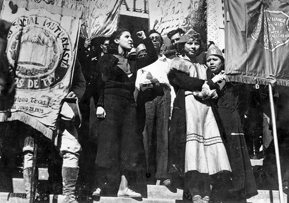 photo of Emma Tenayuca at San Antonio pecan shellers strike.